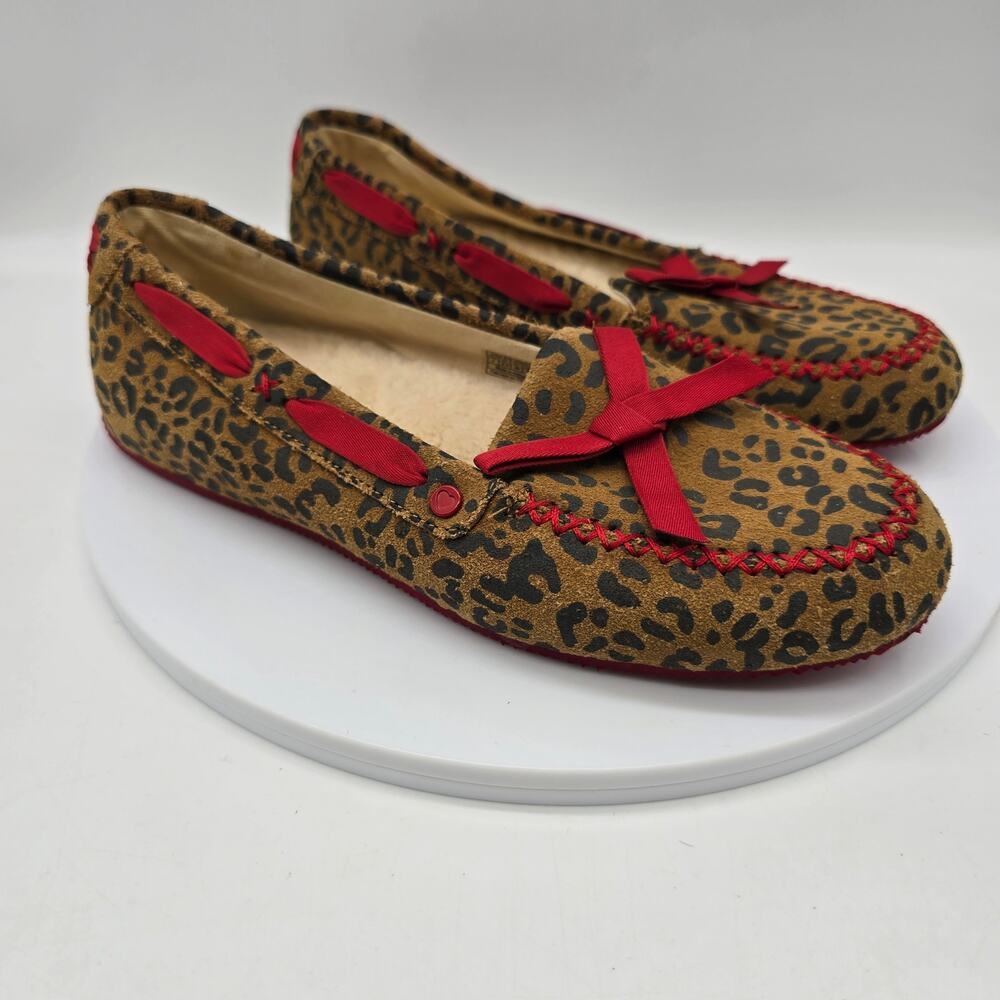 UGG Australia Heart Belle Slippers Flat Shoes Leopard/Animal Print Brown Size 7